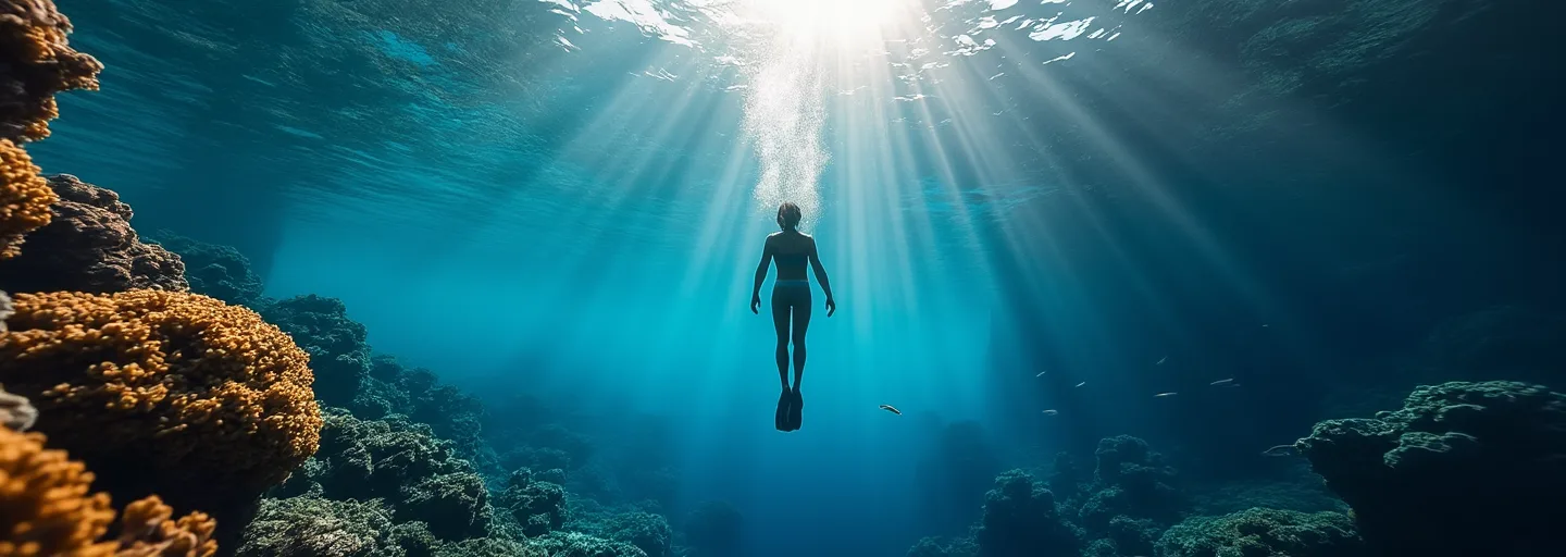 Freediver exploring underwater